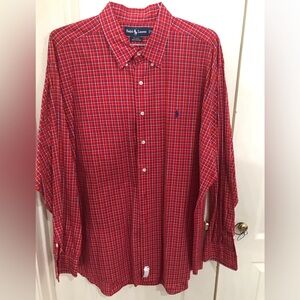 Ralph Lauren Red Plaid Men's Button Down Shirt